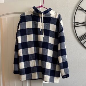 Vineyard Vines Navy and White Plaid Pullover Hoodie